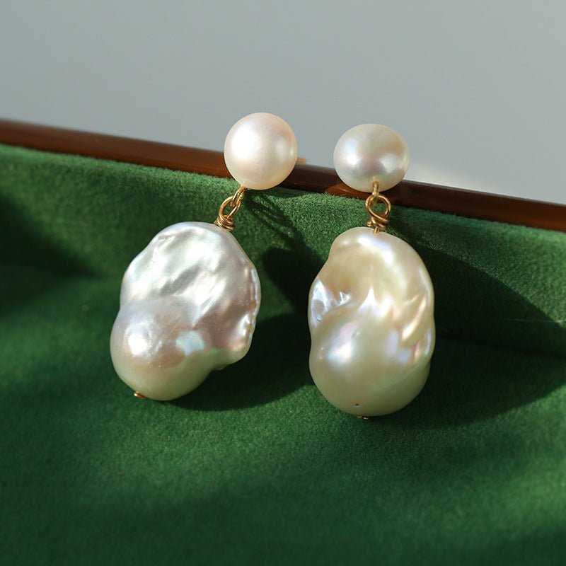 Simple Freshwater Baroque Pearl Drop Earrings - floysun