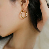 Simple Gold Bamboo Hoops Earrings - floysun