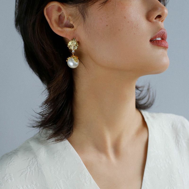 Simple Leaf Pearl Earring - floysun