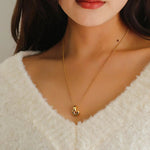 Simple Metal Three-dimensional GoldBean Necklace - floysun