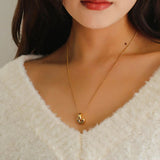 Simple Metal Three-dimensional GoldBean Necklace - floysun