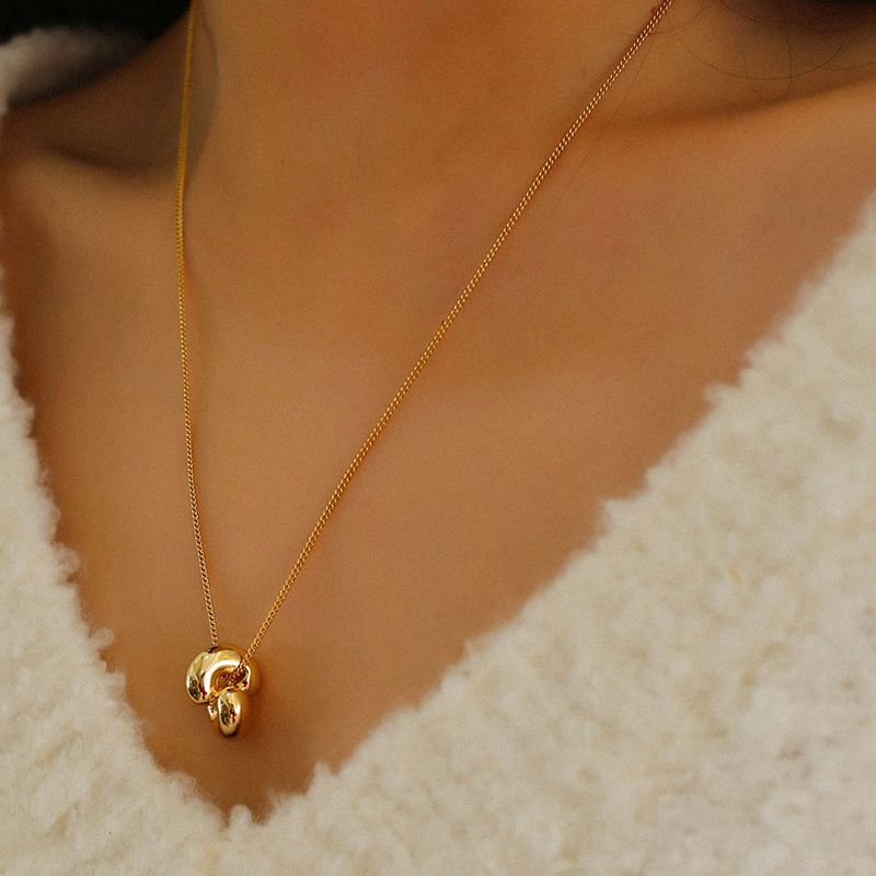 Simple Metal Three-dimensional GoldBean Necklace - floysun