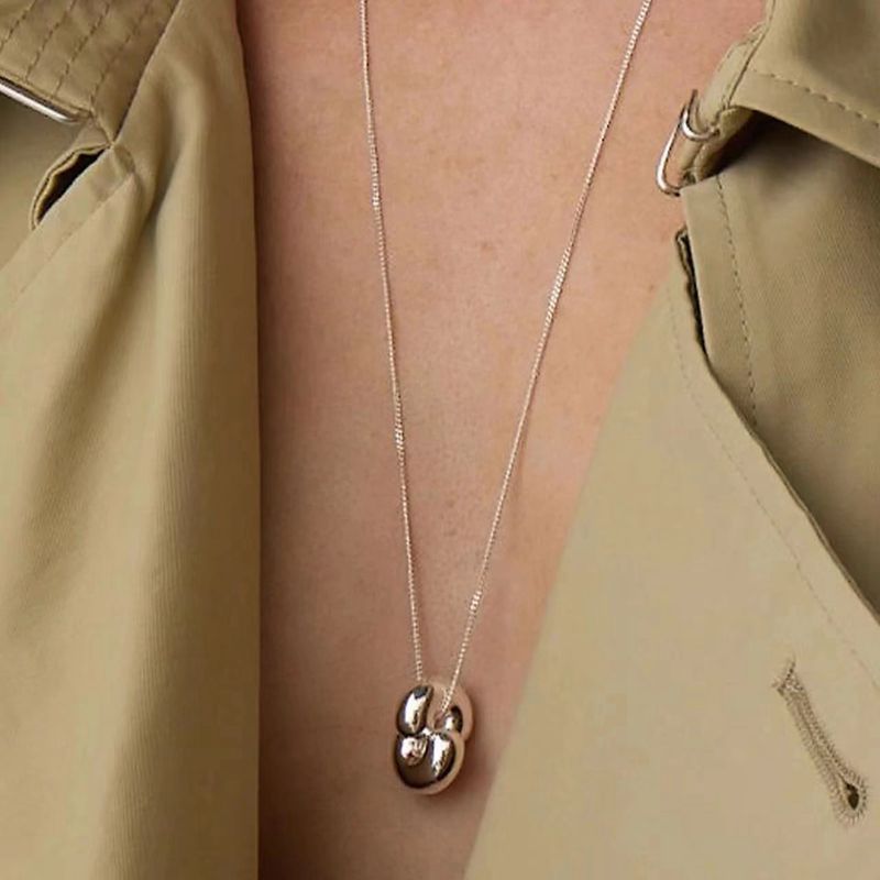 Simple Metal Three-dimensional GoldBean Necklace - floysun