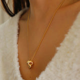 Simple Metal Three-dimensional GoldBean Necklace - floysun