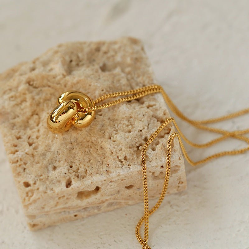 Simple Metal Three-dimensional GoldBean Necklace - floysun
