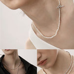 Simple Mini Pearl Silver Necklace A Style - floysun