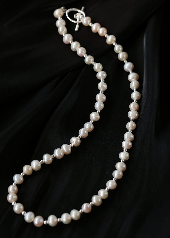 Simple Mini Pearl Silver Necklace B Style - floysun