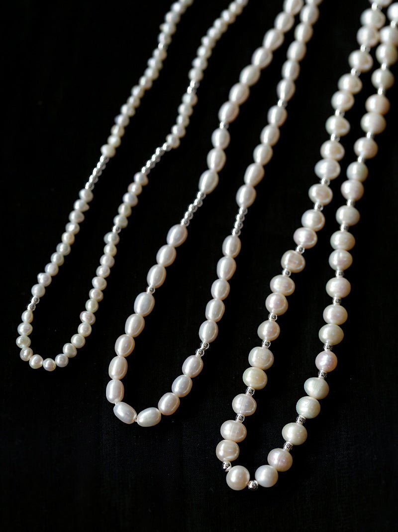 Simple Mini Pearl Silver Necklace B Style - floysun