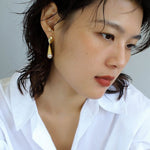 Simple Mini Skirt Metallic Style Pearl Earring - floysun