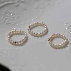 Simple Pearl 14k Gold Bead Ring - floysun