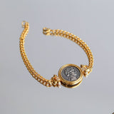 Simple Retro Lucky Goddess Silver Coin Bracelet - floysun
