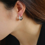 Simple Retro U-shaped Gold and Silver Diamond Earrings - floysun