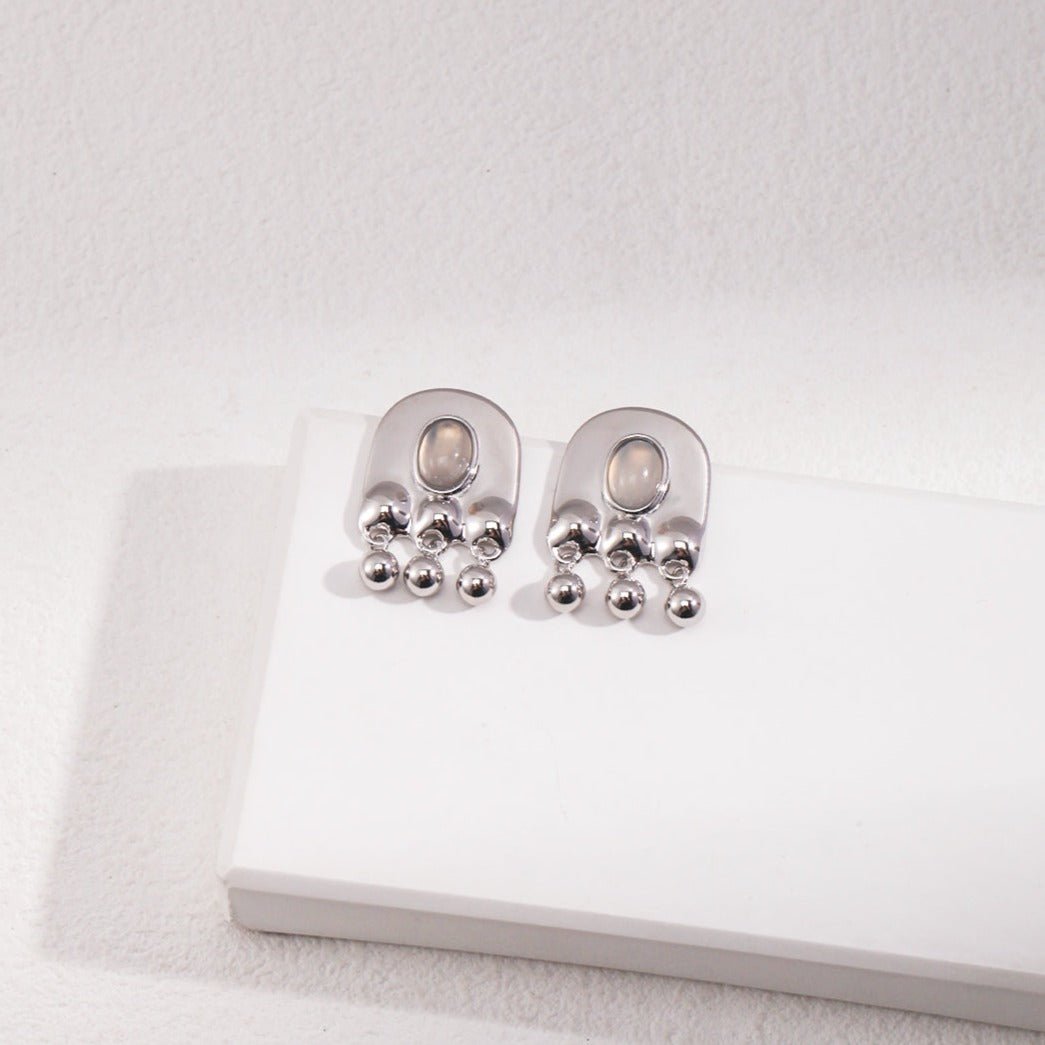 Simple Silver Cat Paw Print Earrings - floysun