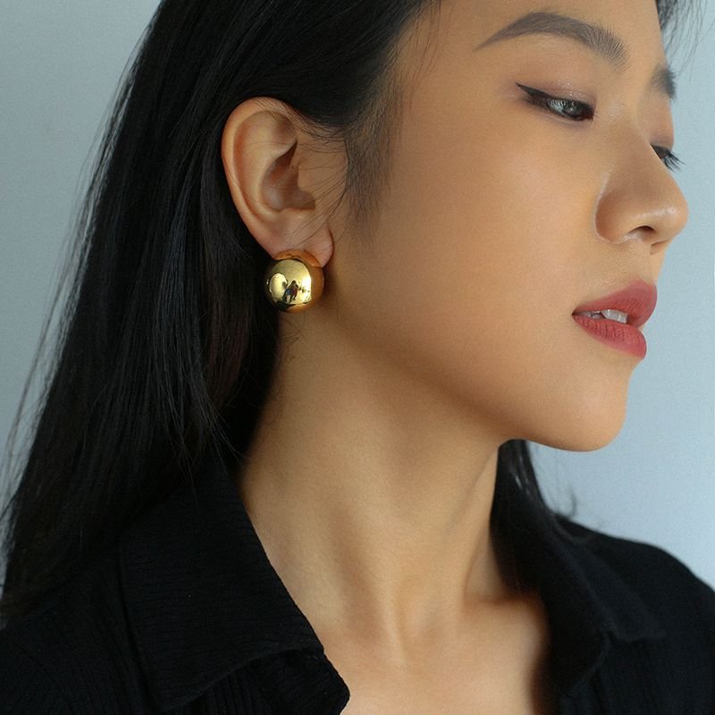 Simple Smooth Hemispherical Earrings - floysun