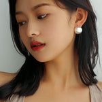 Simple Versatile Frosted Brushed Hemispherical Earrings - floysun