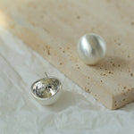Simple Versatile Frosted Brushed Hemispherical Earrings - floysun
