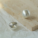 Simple Versatile Frosted Brushed Hemispherical Earrings - floysun