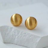 Simple Versatile Frosted Brushed Hemispherical Earrings - floysun