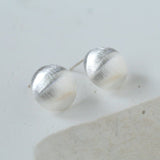 Simple Versatile Frosted Brushed Hemispherical Earrings - floysun