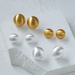 Simple Versatile Frosted Brushed Hemispherical Earrings - floysun