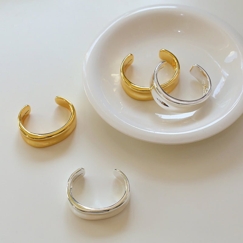 Simple Wide Version Gold and Silver Bracelet