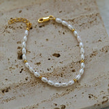 Small Pearl Gold Bean Bracelet