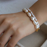 Small Pearl Gold Bean Bracelet