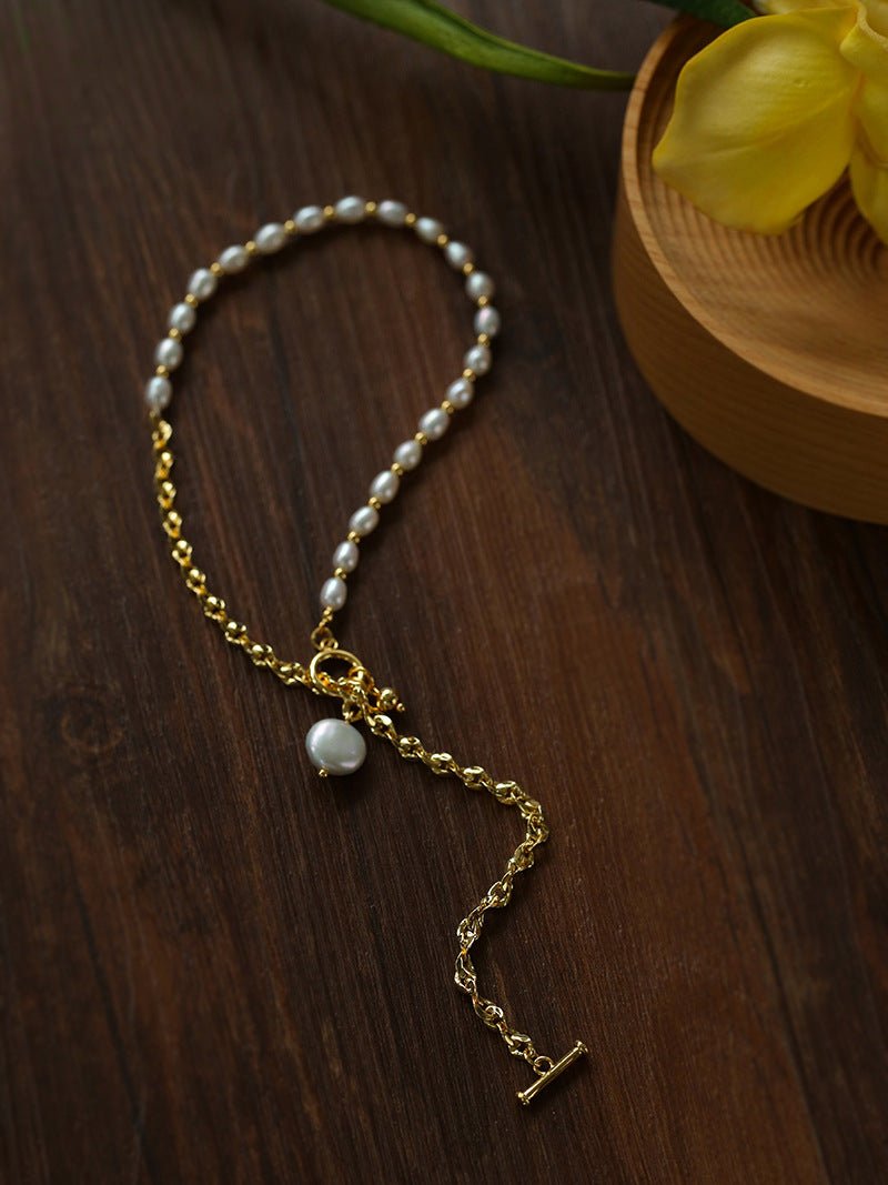 Spliced Chain Pearl Y-Necklace - floysun