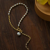 Spliced Chain Pearl Y-Necklace - floysun