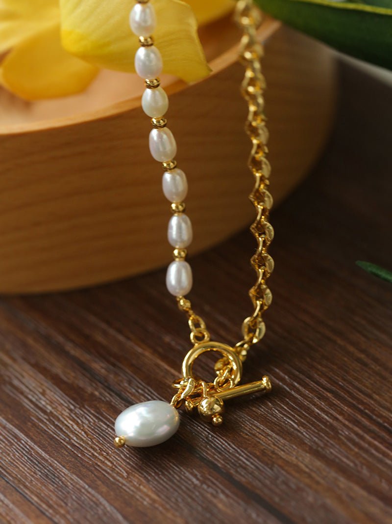 Spliced Chain Pearl Y-Necklace - floysun