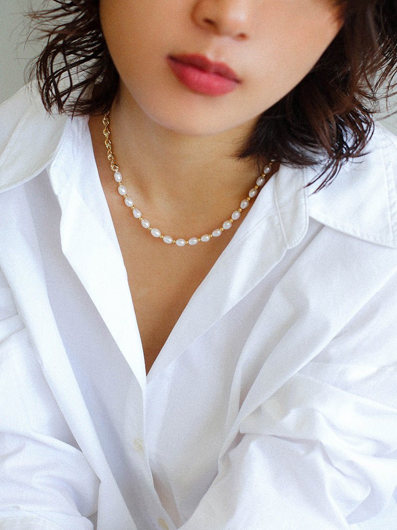 Spliced Chain Pearl Y-Necklace - floysun