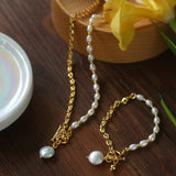 Spliced Chain Pearl Y-Necklace - floysun