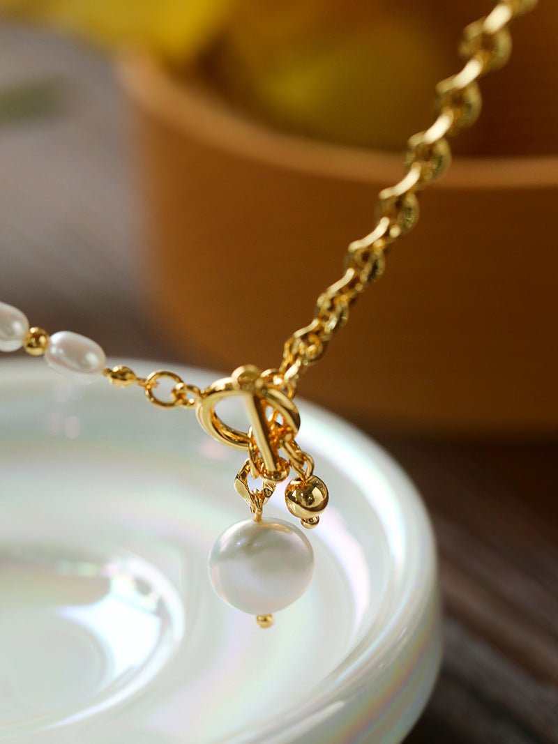 Spliced Chain Pearl Y-Necklace - floysun