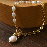 Spliced Chain Pearl Y-Necklace - floysun