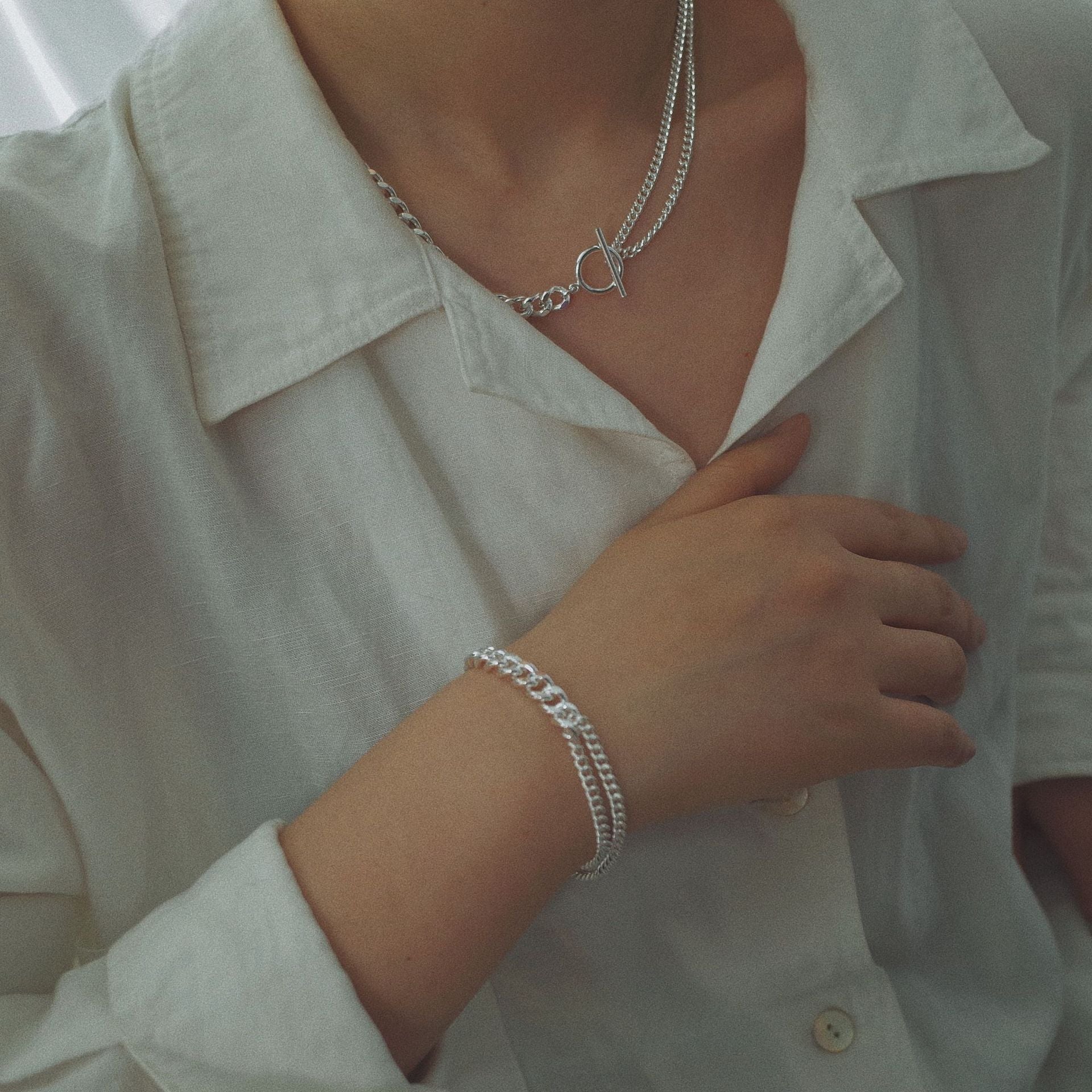 Splicing Thick Chain OT Buckle Bracelet - floysun