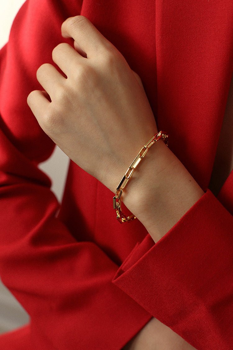 Square Splicing Chain Gold Bracelet - floysun