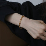 Square Splicing Chain Gold Bracelet - floysun