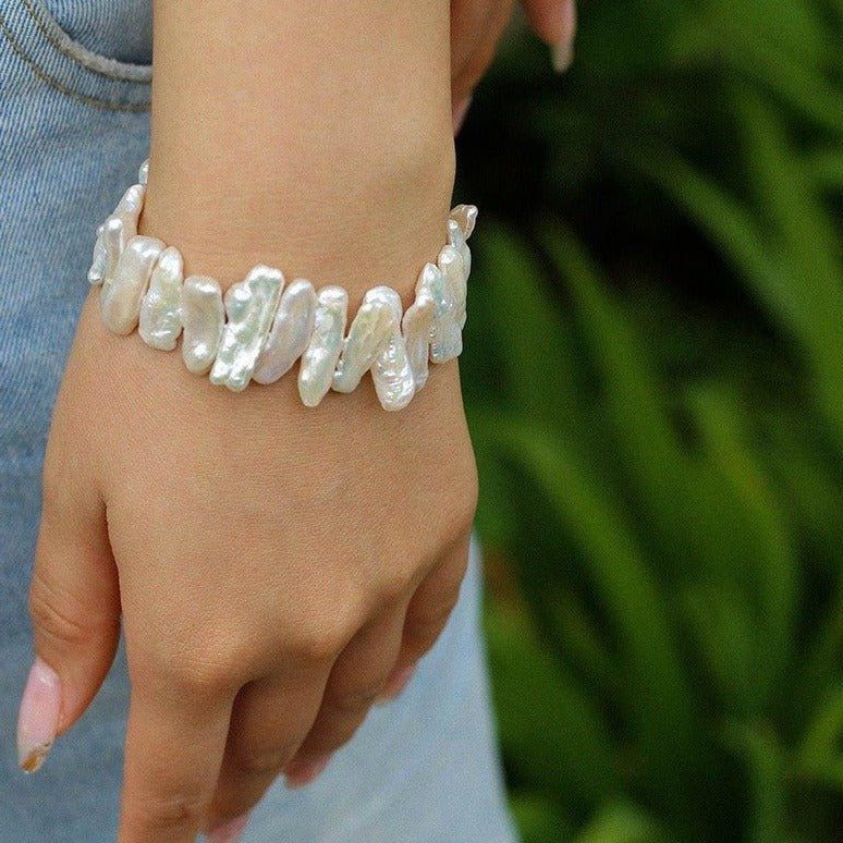 Square Uniquely Shaped Baroque Pearl Bracelet - floysun