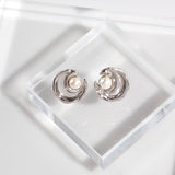 Star and Moon Design Series Sterling Silver Pearl Earrings - floysun