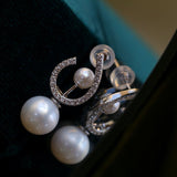 Sterling Silver Freshwater Pearl Earrings Detachable and Two-Wear - floysun