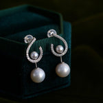 Sterling Silver Freshwater Pearl Earrings Detachable and Two-Wear - floysun