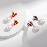 Sterling Silver Heart Pearl Earrings - floysun