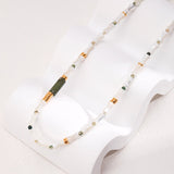 Sterling Silver Mother-of-pearl Bamboo Beaded Necklace - floysun