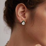 Sterling Silver Mother of Pearl Green Triangular Earrings - floysun