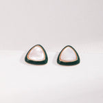 Sterling Silver Mother of Pearl Green Triangular Earrings - floysun