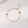 Sterling Silver Pearl Black Onyx Cubic Zirconia Chain Bracelet - floysun