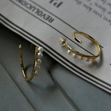 Sterling Silver Pearl Minimalist Ring Earrings - floysun