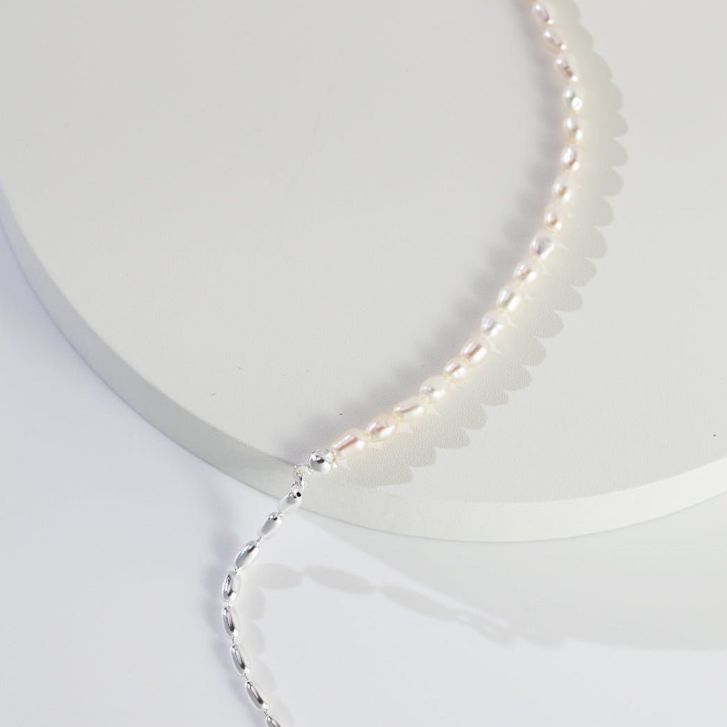 Sterling Silver Rice Grain Pearl Necklaces - floysun
