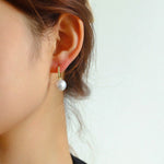 Sterling Silver Round Baroque Pearl Earrings Square Hoops - floysun