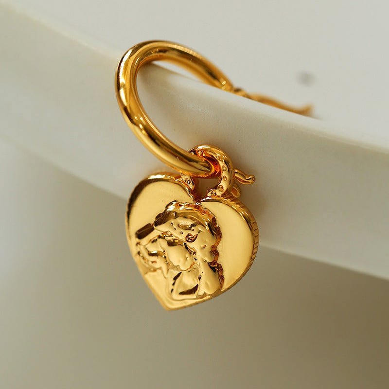 Stylish Love Heart Lion Drop Earrings Hoops - floysun